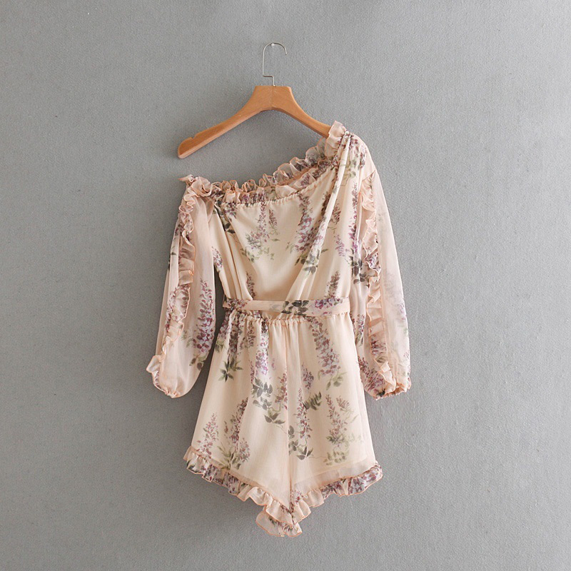Fashion Pink Flower Pattern Decorated Dress,One Pieces