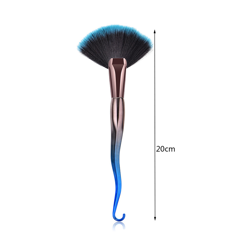Fashion Blue+black Sector Shape Decorted Makeup Brush,Beauty tools