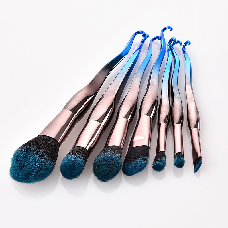 Fashion Blue Hook Shape Decorted Makeup Brush (7 Pcs ),Beauty tools