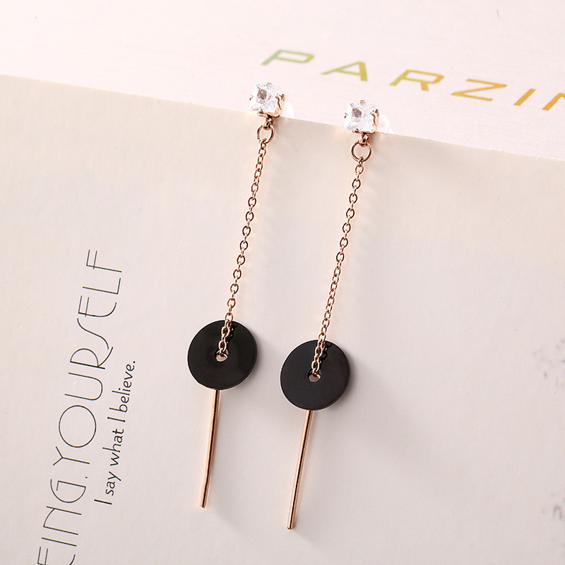 Fashion Rose Gold+black Pure Color Decorated Earrings,Earrings