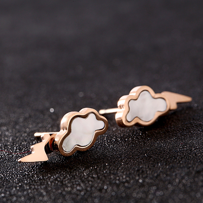 Fashion Rose Gold Cloud Shape Decorated Earrings,Earrings