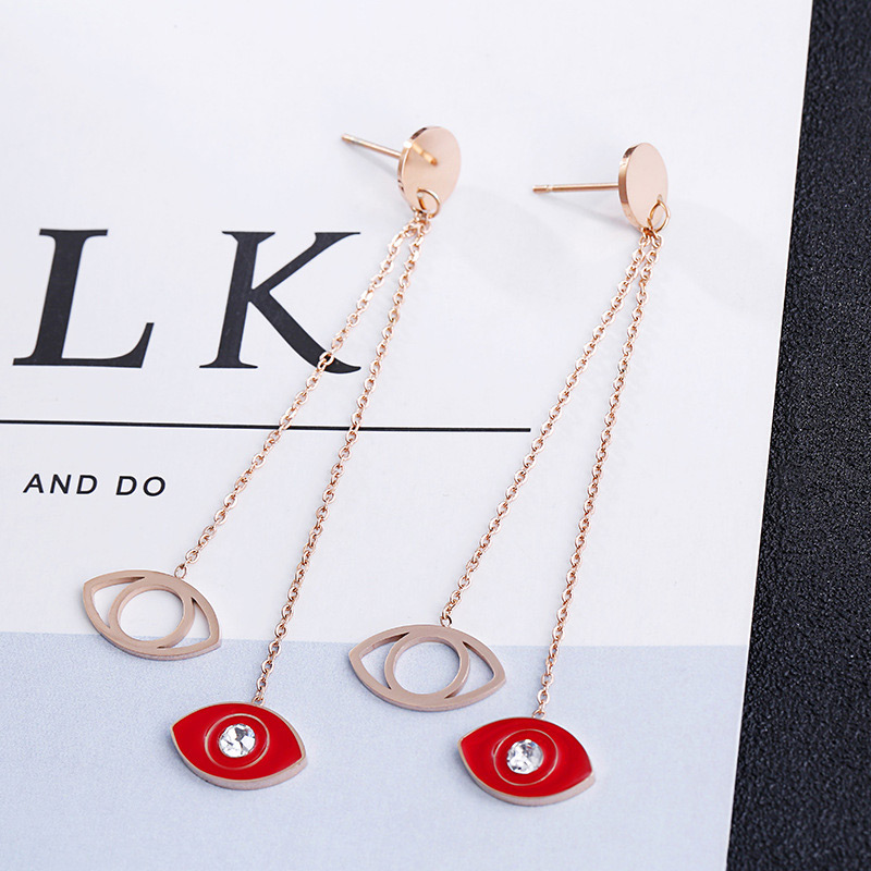 Fashion Red+gold Color Eye Shape Decorated Earrings,Earrings