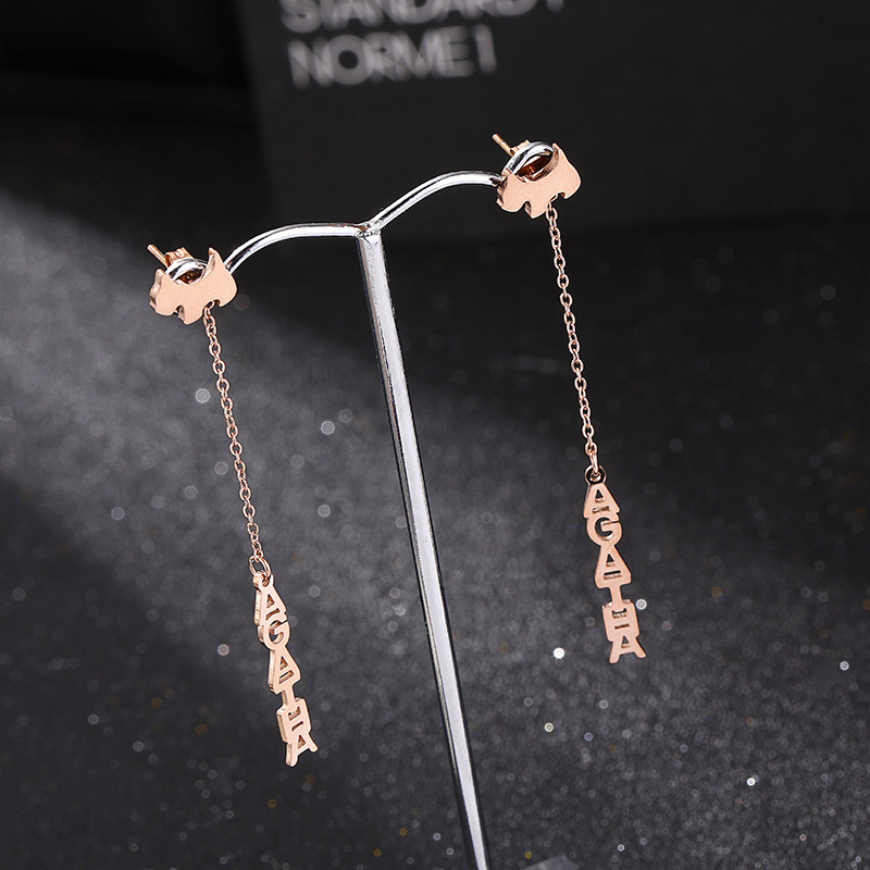 Fashion Rose Gold Dog Shape Decorated Earrings,Earrings