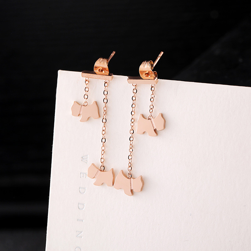 Fashion Rose Gold Dog Shape Decorated Earrings,Earrings