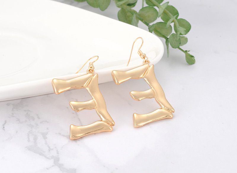 Fashion Gold Color Letter E Shape Decorated Earrings,Drop Earrings