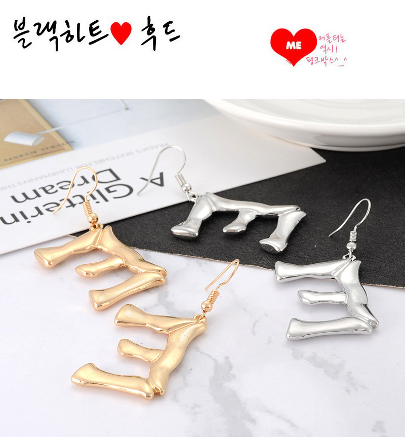 Fashion Silver Color Letter E Shape Decorated Earrings,Drop Earrings