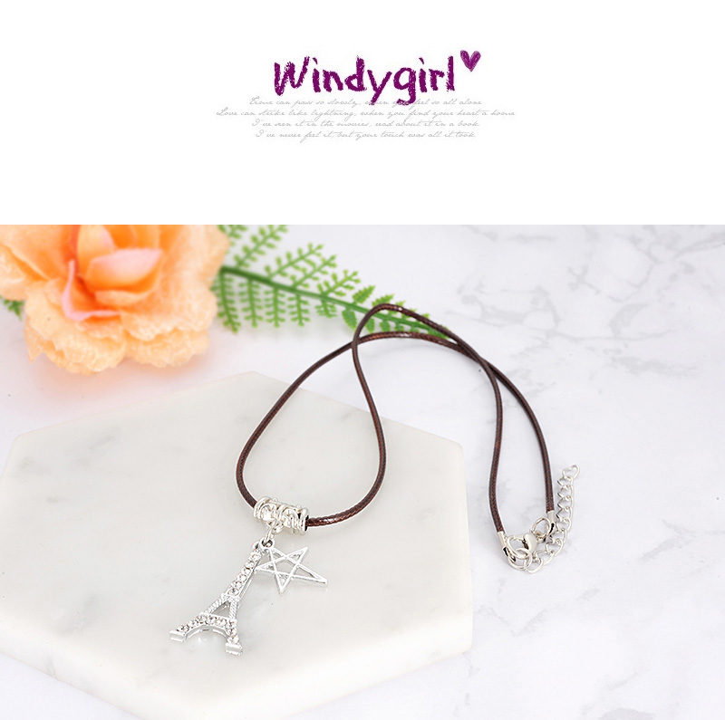 Fashion Black+coffee Star&tower Shape Decorated Necklace( 2 Pcs ),Pendants