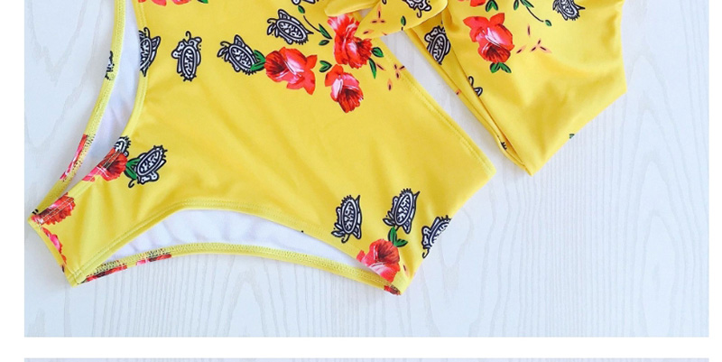 Sexy Yellow Flower Pattern Decorated Swimwear,Bikini Sets