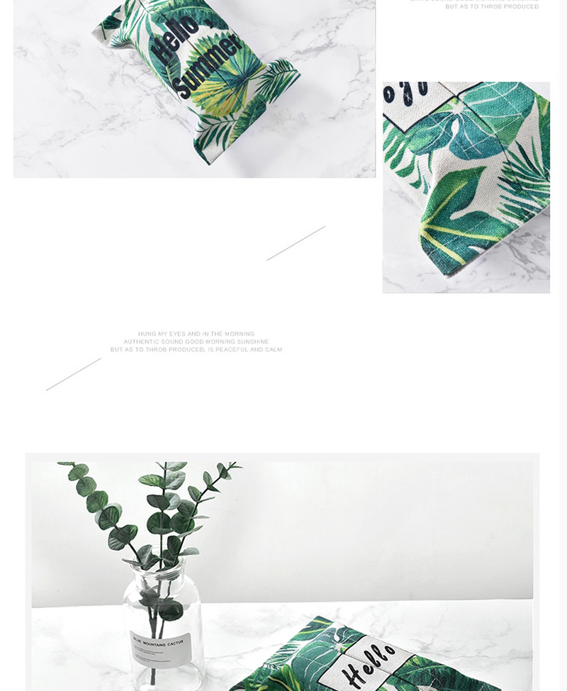Fashion Green+white+black Leaf Pattern Decorated Tissue Box,Home Decor