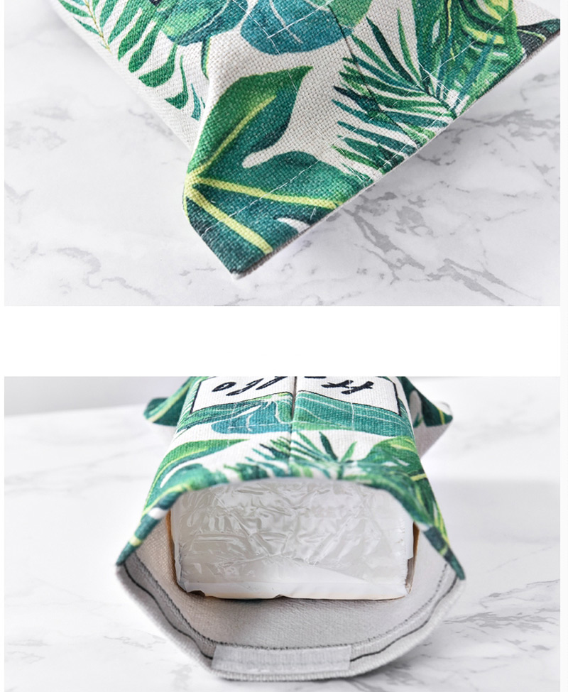 Fashion Green+white+black Leaf Pattern Decorated Tissue Box,Home Decor