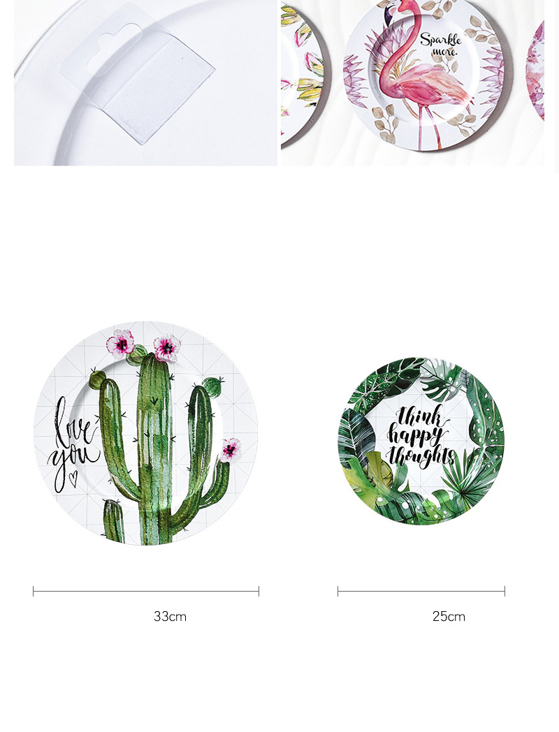 Fashion Green+white Cacti Pattern Decorated Ornament Tray,Household goods