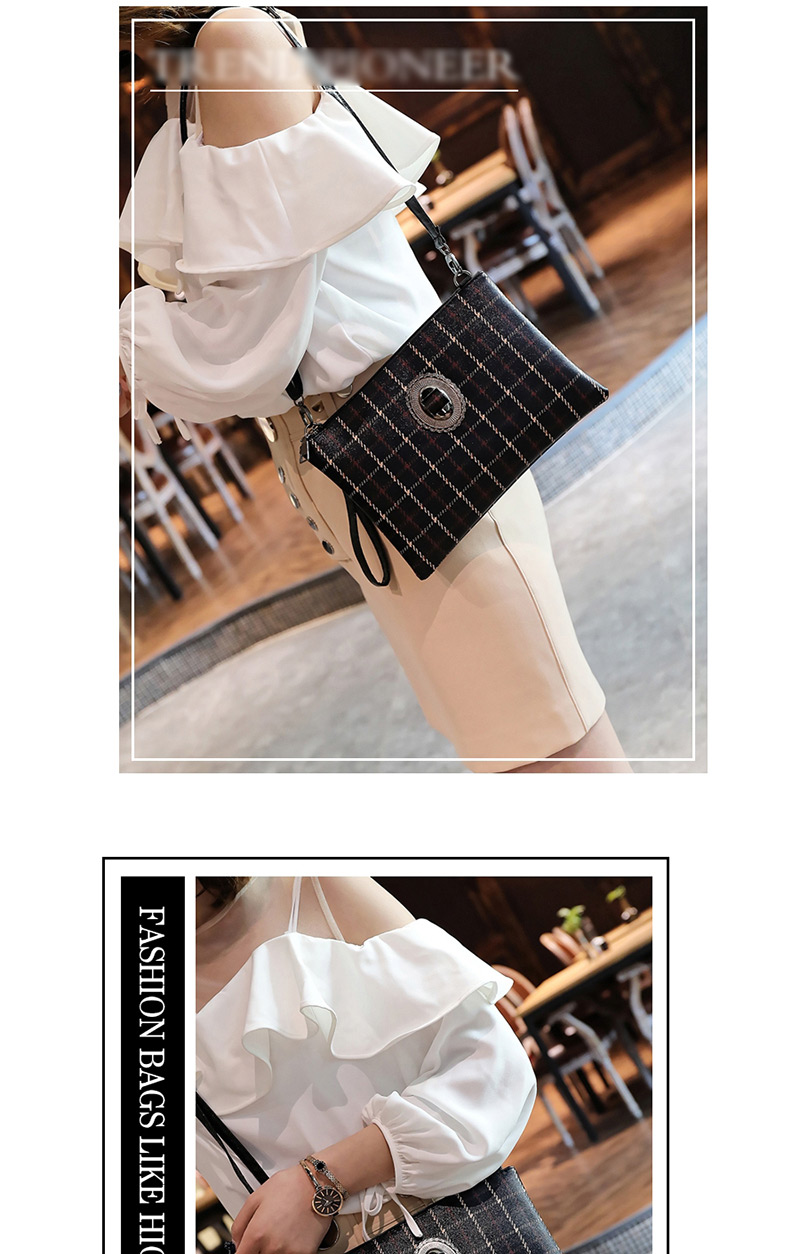 Fashion Black Grid Pattern Decorated Shoulder Bag,Messenger bags