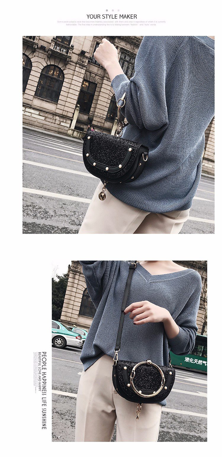 Fashion Multi-color Semicircle Shape Decorated Handbag,Messenger bags