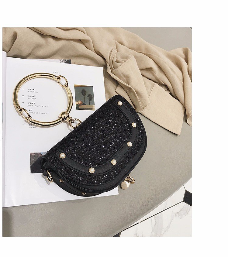 Fashion Blue Semicircle Shape Decorated Handbag,Messenger bags