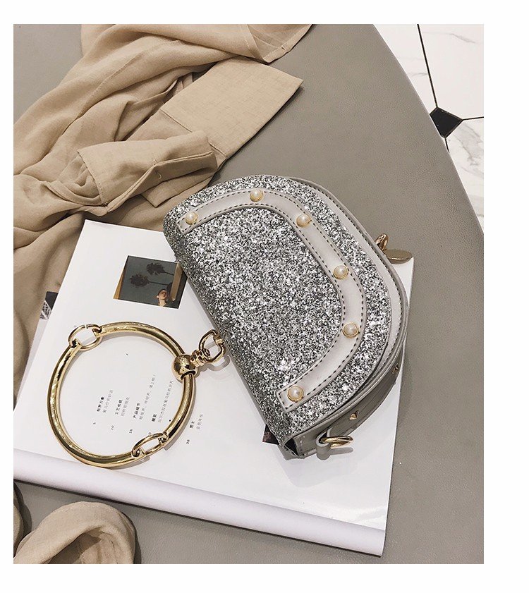 Fashion Black Semicircle Shape Decorated Handbag,Messenger bags