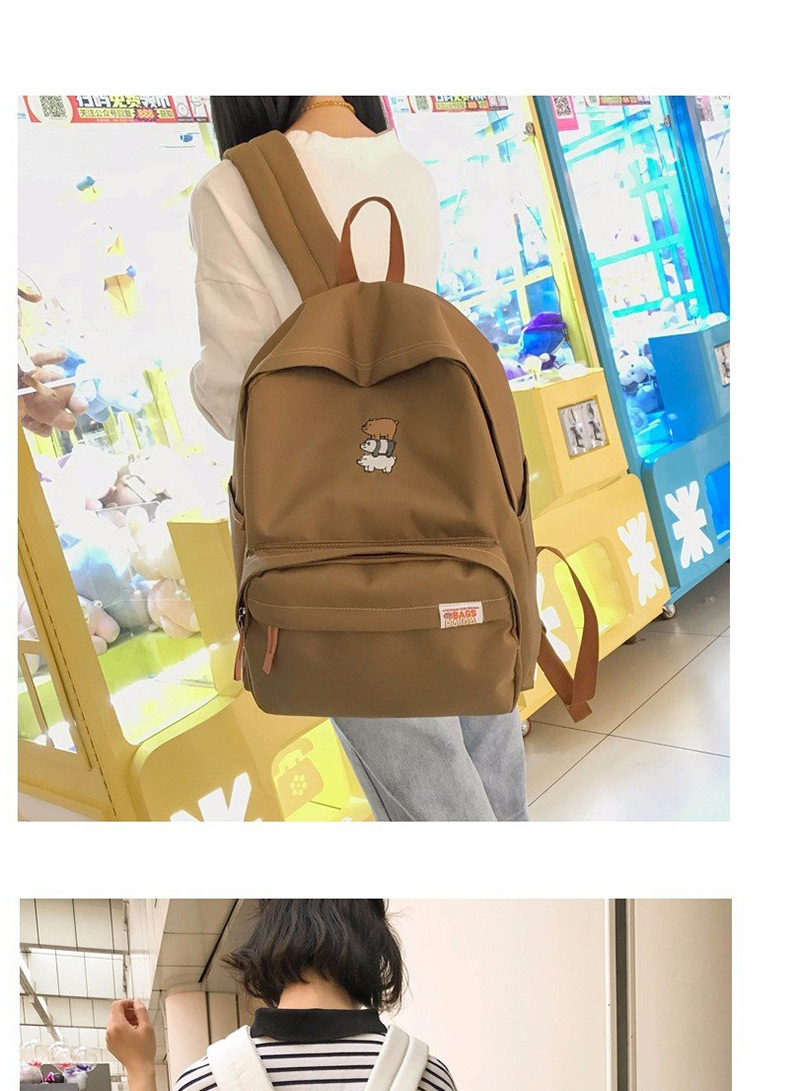 Fashion Khaki Bear Pattern Decorated Backpack,Backpack