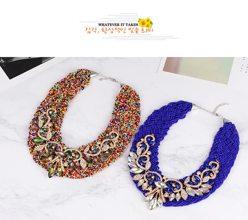 Fashion Multi-color Oval Shape Decorated Necklace,Beaded Necklaces