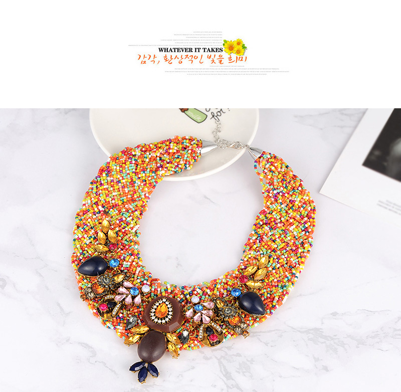 Fashion Multi-color Water Drop Decorated Necklace,Beaded Necklaces