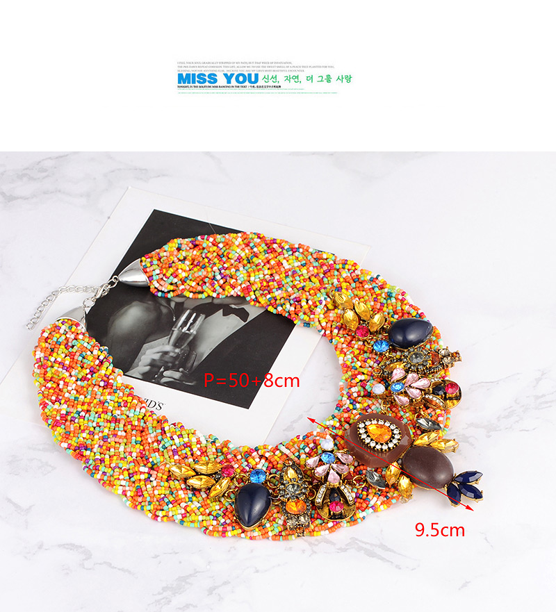 Fashion Multi-color Water Drop Decorated Necklace,Beaded Necklaces