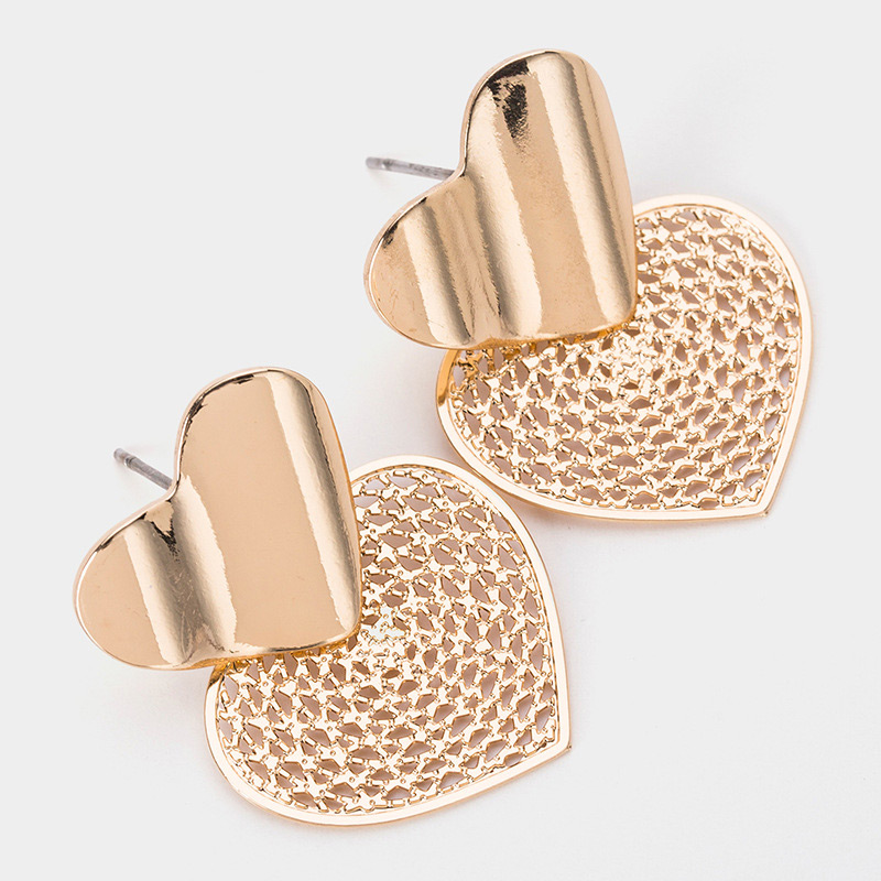 Fashion Gold Color Heart Shape Decorated Earrings,Stud Earrings