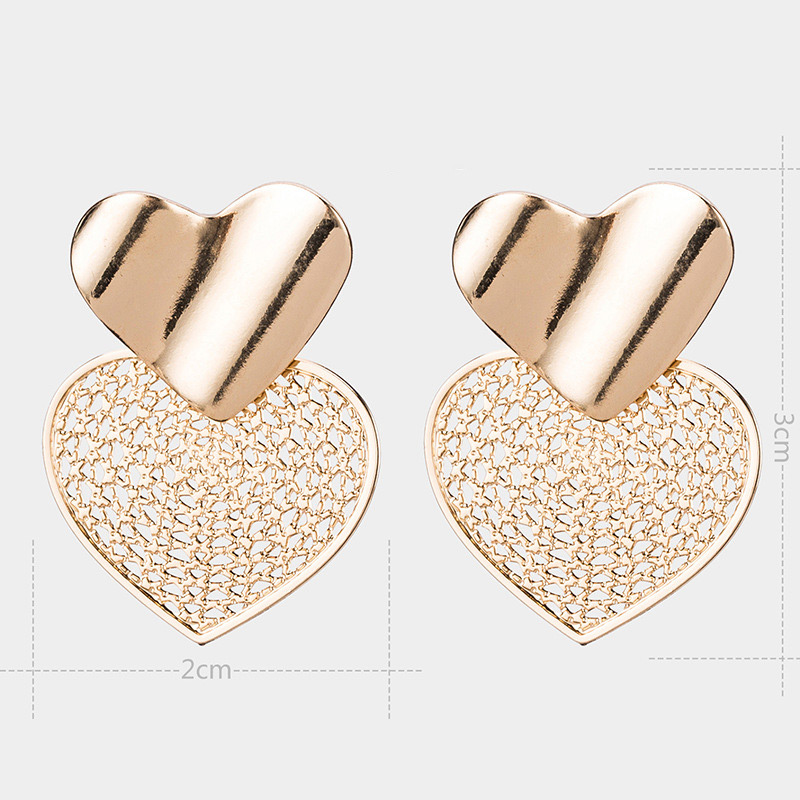 Fashion Gold Color Heart Shape Decorated Earrings,Stud Earrings