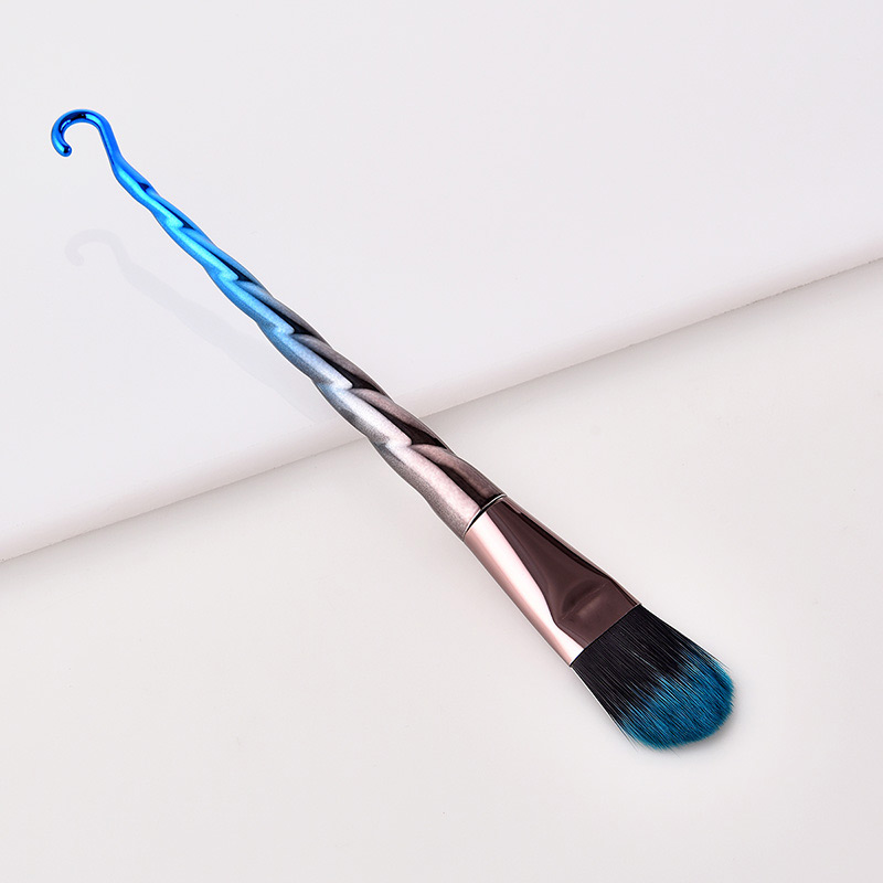 Fashion Blue+black Thread Pattern Decorated Color Matching Cosmetic Brush(1pc),Beauty tools