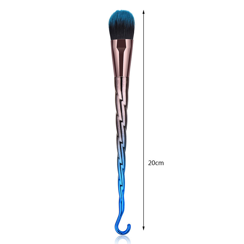 Fashion Blue+black Thread Pattern Decorated Color Matching Cosmetic Brush(1pc),Beauty tools