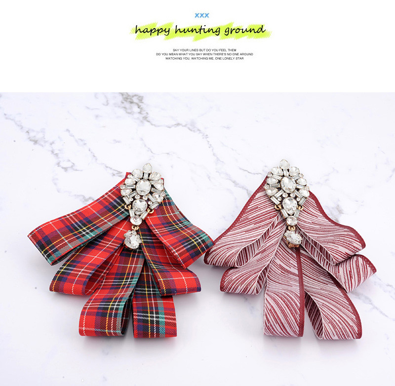 Fashion Red Grid Pattern Decorated Bowknot Brooch,Korean Brooches