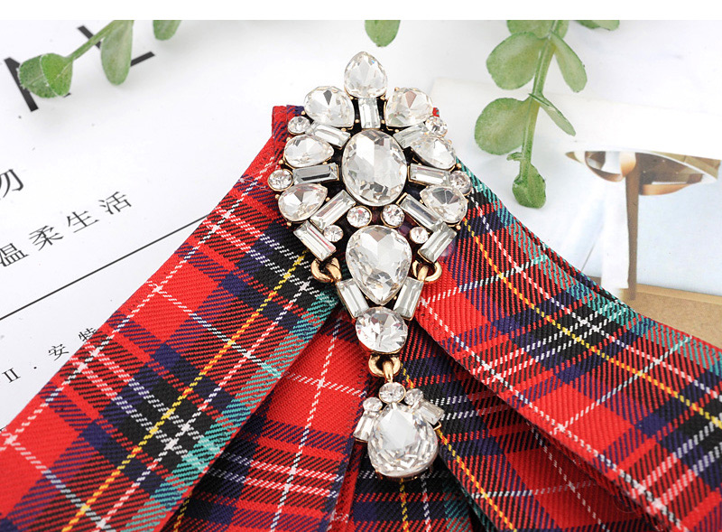 Fashion Red Grid Pattern Decorated Bowknot Brooch,Korean Brooches