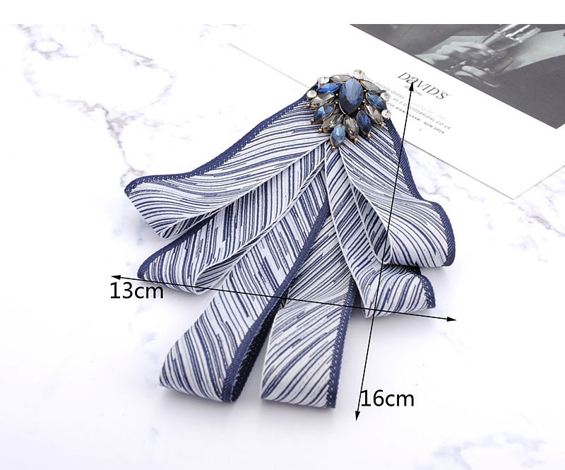 Fashion Navy Diamond Decorated Stripe Dedign Bowknot Brooch,Korean Brooches