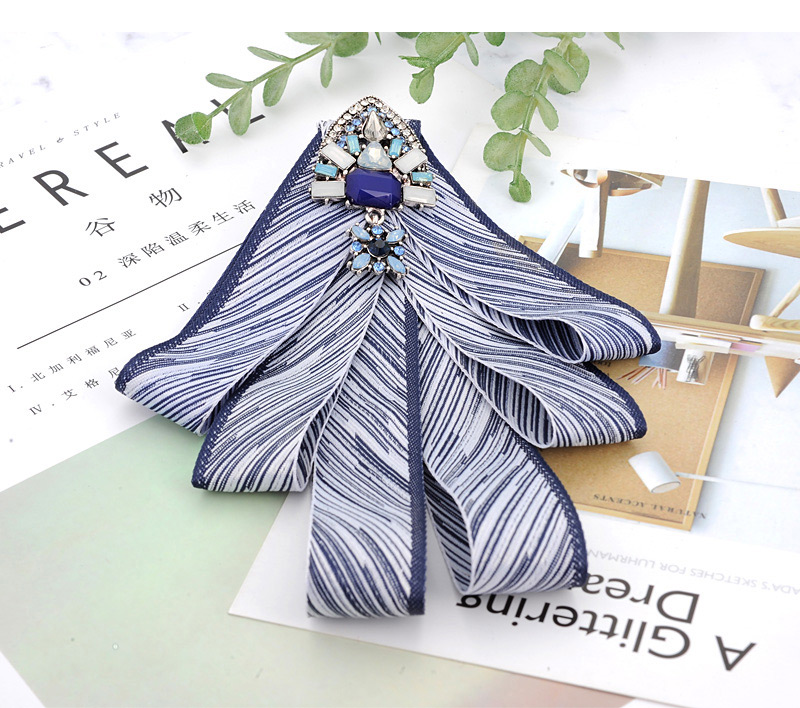Fashion Navy Square Shape Diamond Decorated Bowknot Brooch,Korean Brooches