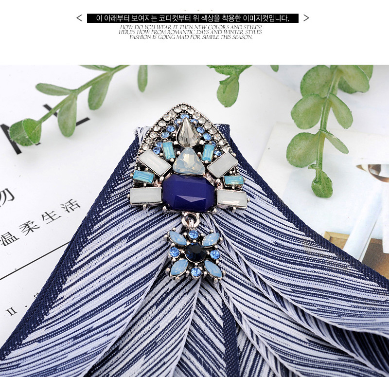Fashion Navy Square Shape Diamond Decorated Bowknot Brooch,Korean Brooches