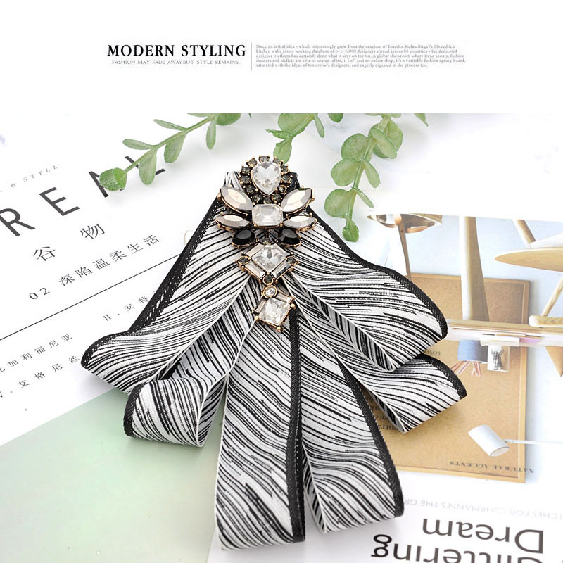 Fashion Black Oval Shape Diamond Decorated Bowknot Brooch,Korean Brooches