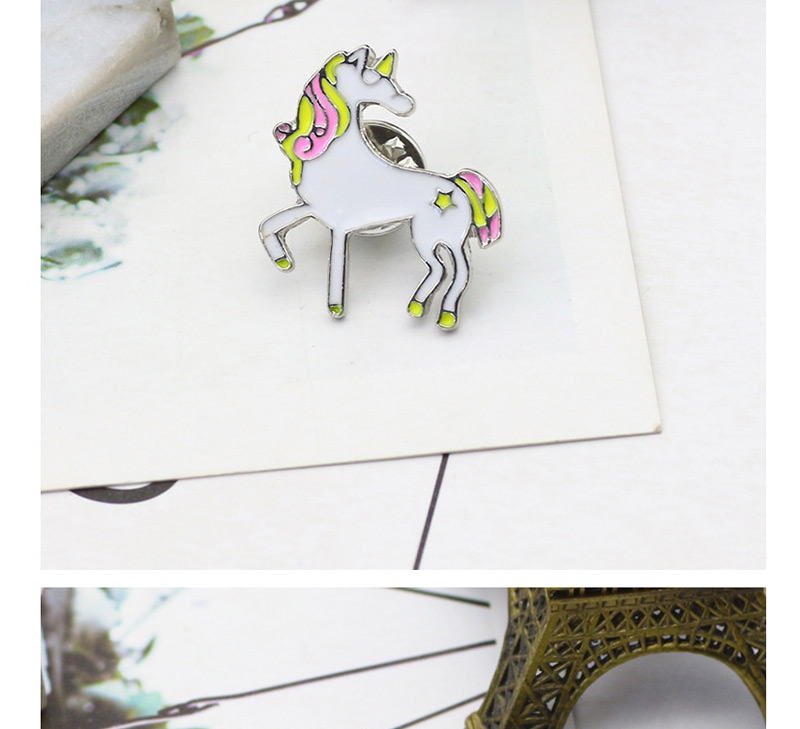 Fashion White+green Unicorn Shape Design Simple Brooch,Korean Brooches