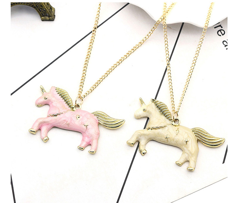 Fashion Pink Unicorn Pendant Decorated Necklace,Pendants