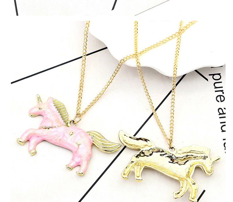 Fashion Beige Unicorn Pendant Decorated Necklace,Pendants