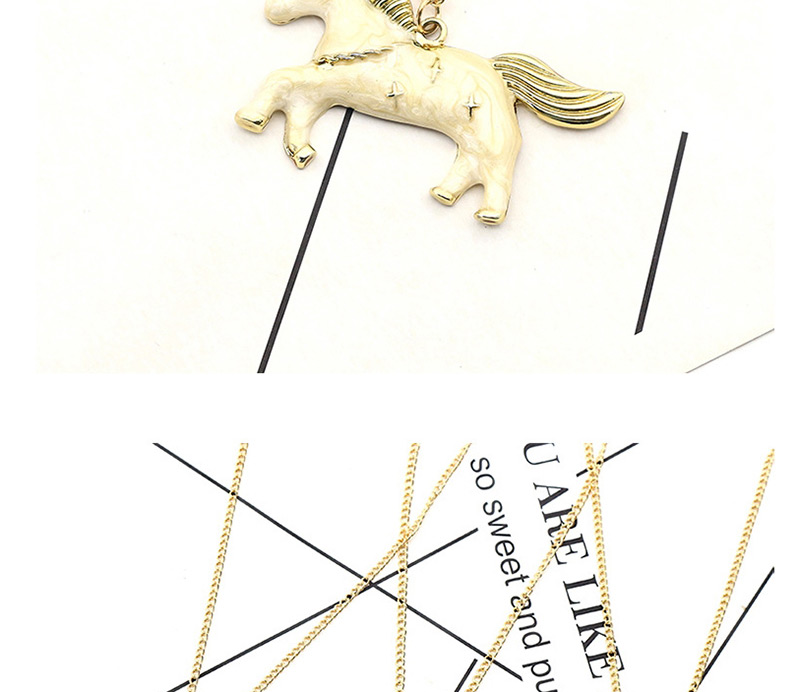 Fashion Beige Unicorn Pendant Decorated Necklace,Pendants
