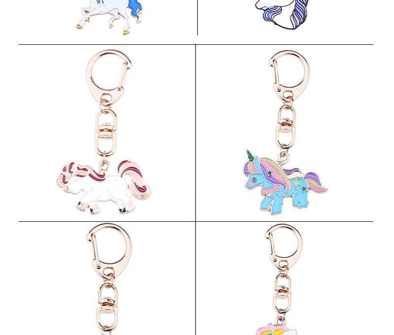 Fashion Blue Unicorn Shape Decorated Key Chain,Fashion Keychain