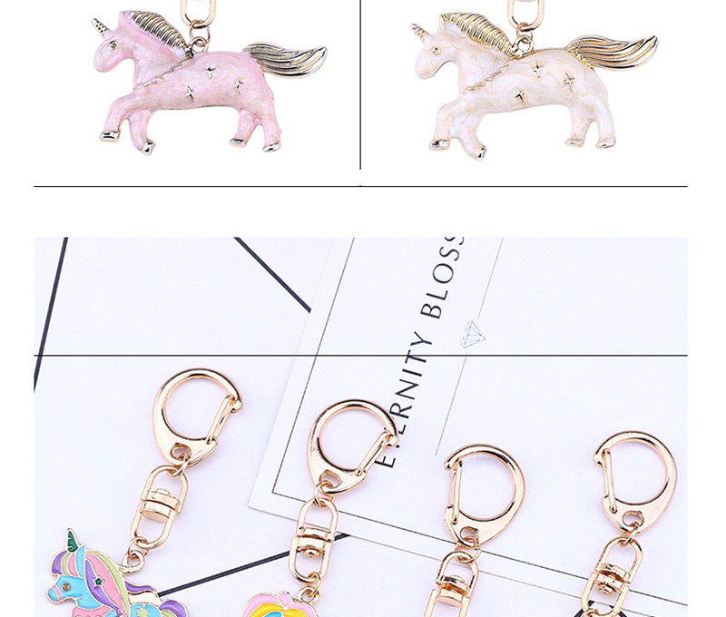 Fashion Pink Unicorn Shape Decorated Key Chain,Fashion Keychain