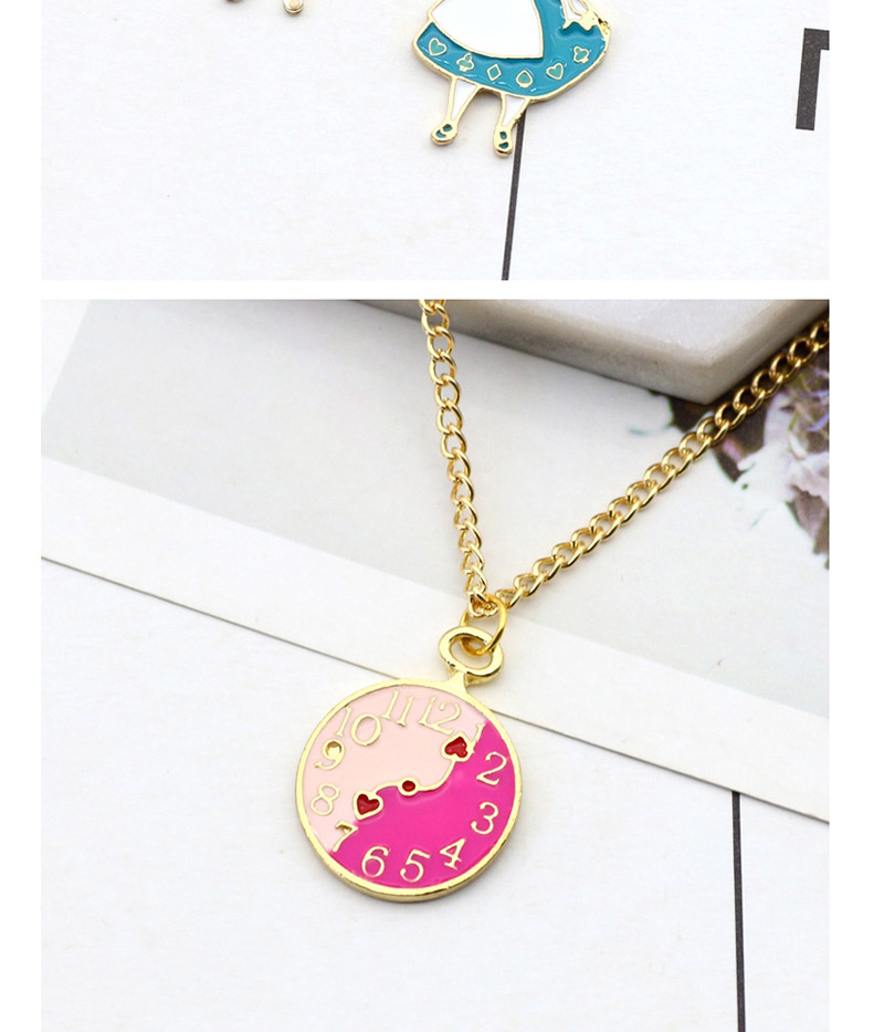 Fashion Pink Clock Pendant Decorated Necklace,Pendants
