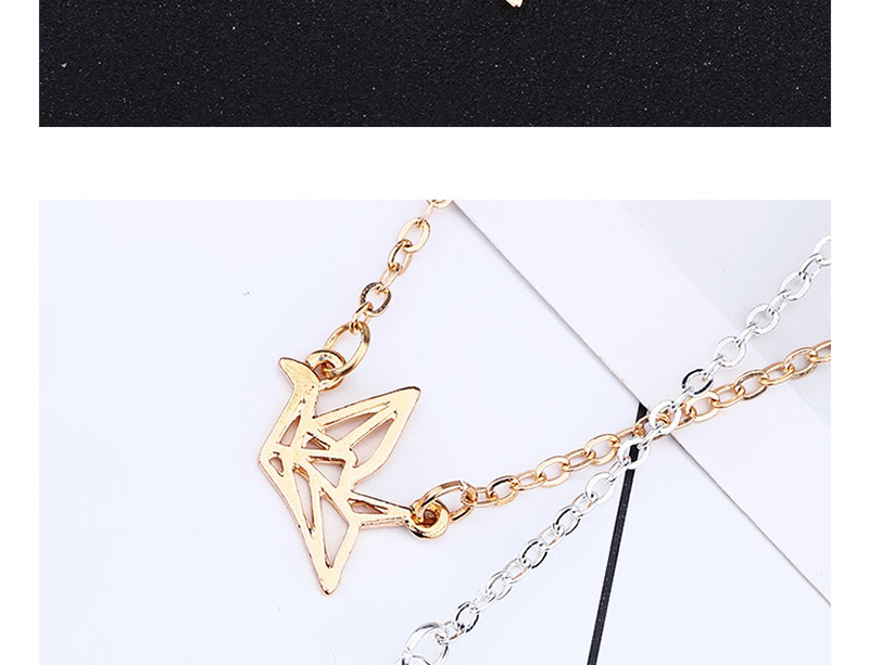 Fashion Gold Color Crane Shape Decorated Pure Color Necklace,Pendants