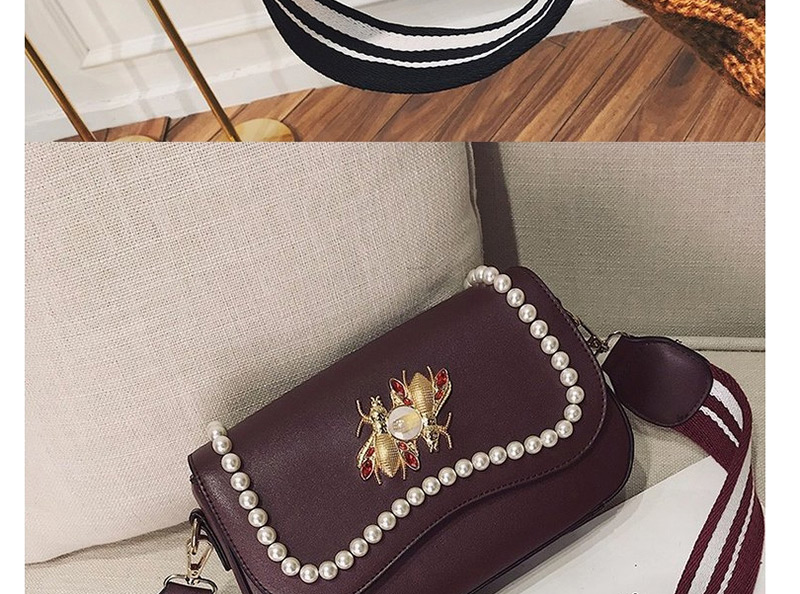 Fashion Dark Claret Red Pearls&diamond Decorated Square Shape Bag,Shoulder bags