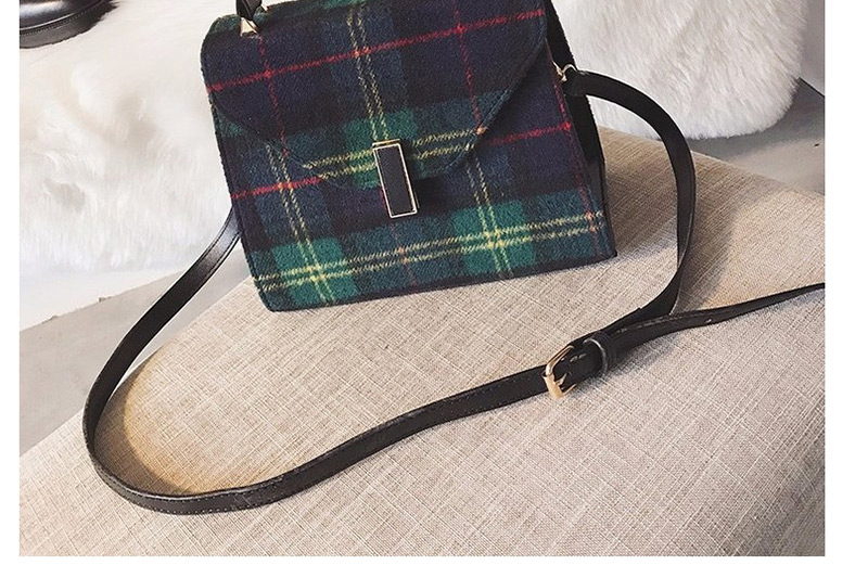 Fashion Khaki Grid Pattern Decorated Shoulder Bag,Handbags