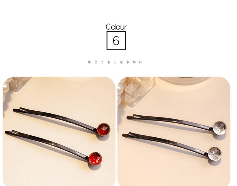 Lovely Red Round Shape Diamond Decorated Hair Clip(2pcs),Hairpins