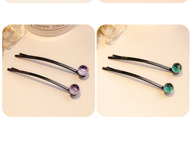 Lovely Light Purple Round Shape Diamond Decorated Hair Clip(2pcs),Hairpins
