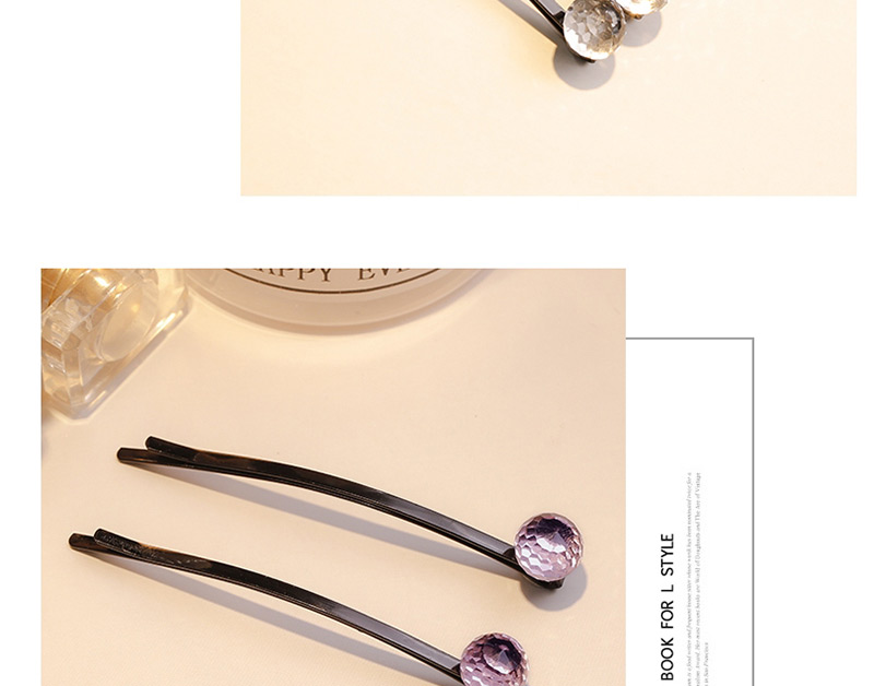 Lovely Light Gray Round Shape Diamond Decorated Hair Clip(2pcs),Hairpins
