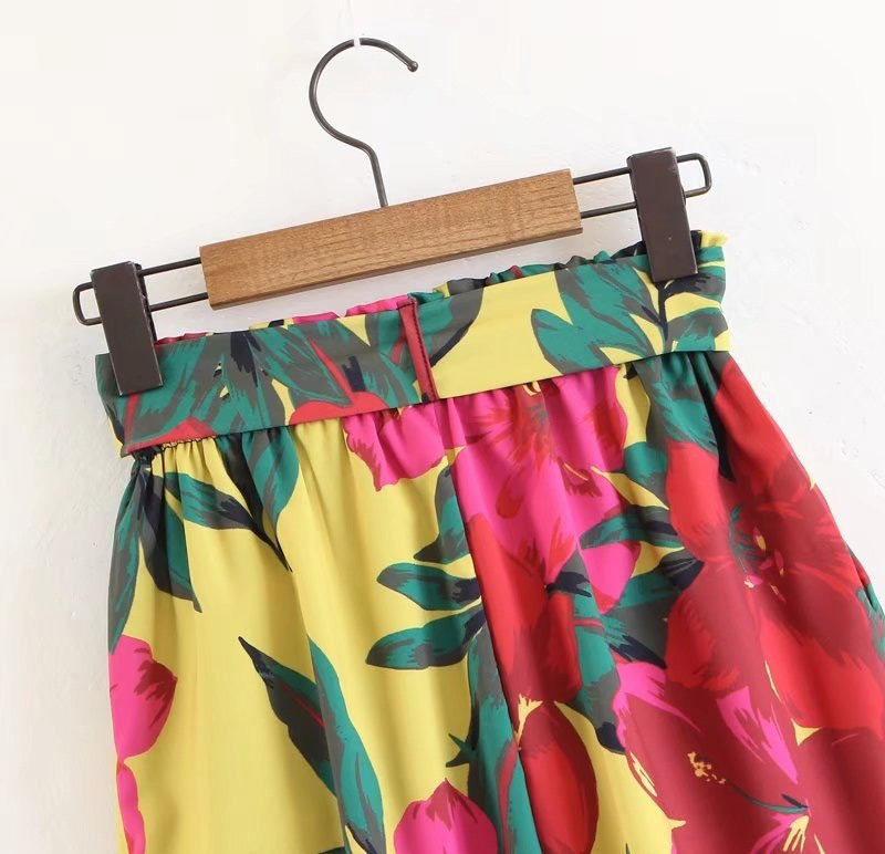Fashion Red+yellow Flowers Pattern Decorated Simple Shorts,Shorts