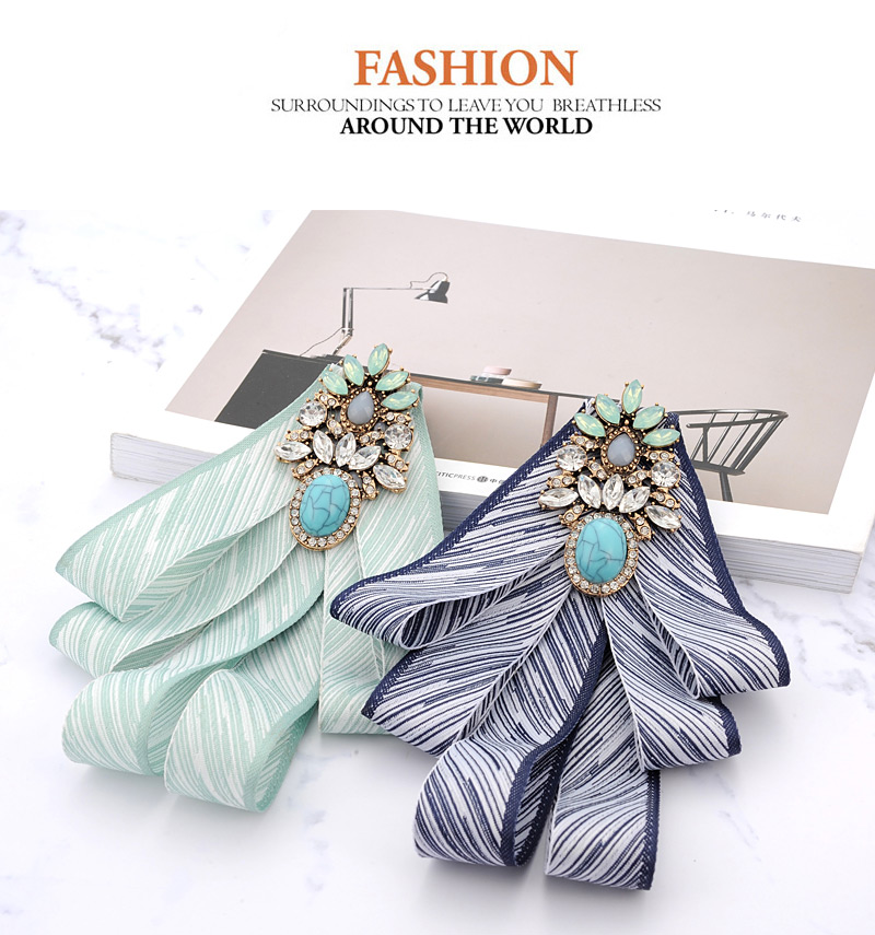 Fashion Navy Diamond Decorated Bowknot Brooch,Korean Brooches