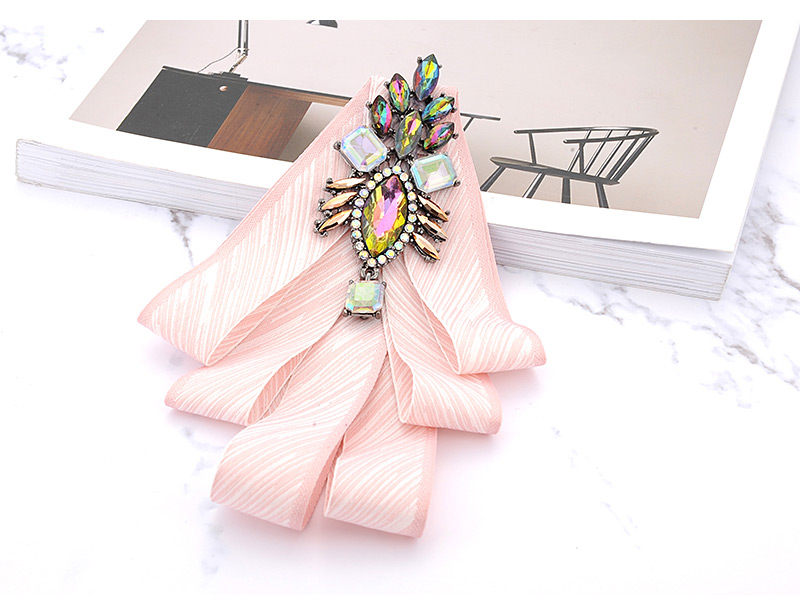 Fashion Pink Geometric Shape Diamond Decorated Bowknot Brooch,Korean Brooches