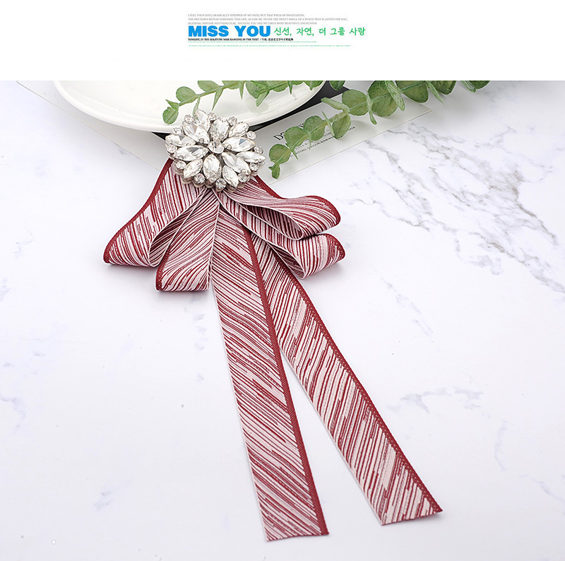 Fashion Claret Red Flower Shape Decorated Bowknot Brooch,Korean Brooches